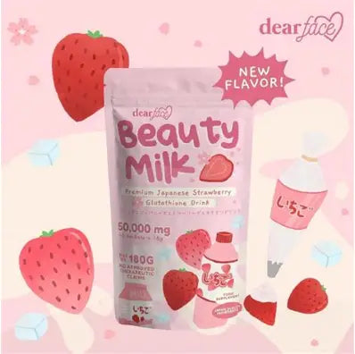 Dear Face Beauty Milk Strawberry – Glutathione Whitening Juice Drink for Radiant Skin