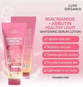 Luxe Organix Niacinamide + Arbutin Lotion – Brightening & Pore-Minimizing Body Lotion for Even, Glowing Skin